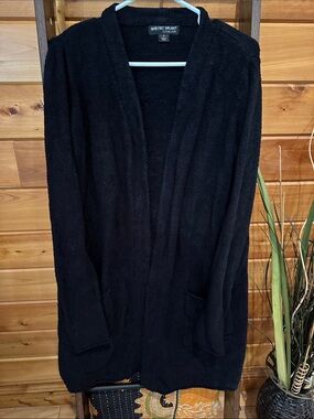 Barefoot Dreams Black Plush Open-Front Cardigan